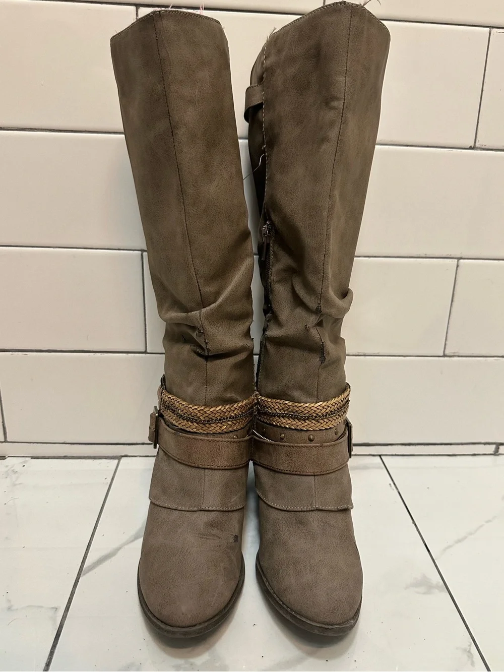 POP Lonna Taupe Slouch Knee High Boots Size 8.5 M